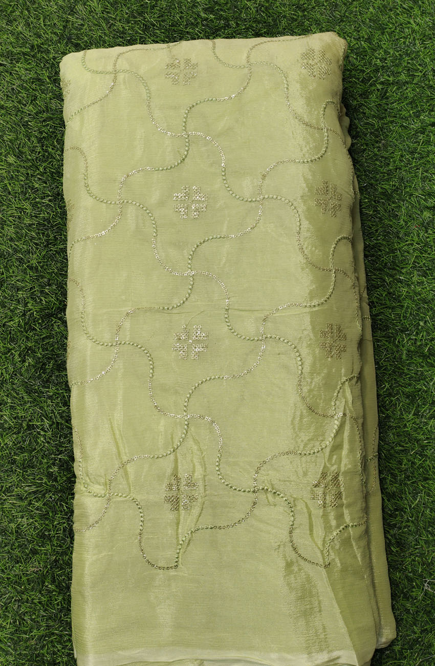 Light Green Pure Chiffon Chinon Work