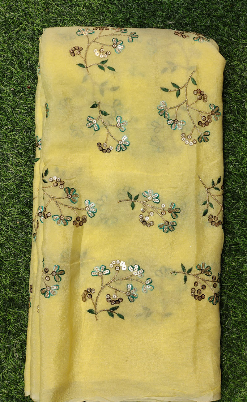 Eyecatching yellow Pure Chiffon Chinnon Fabric