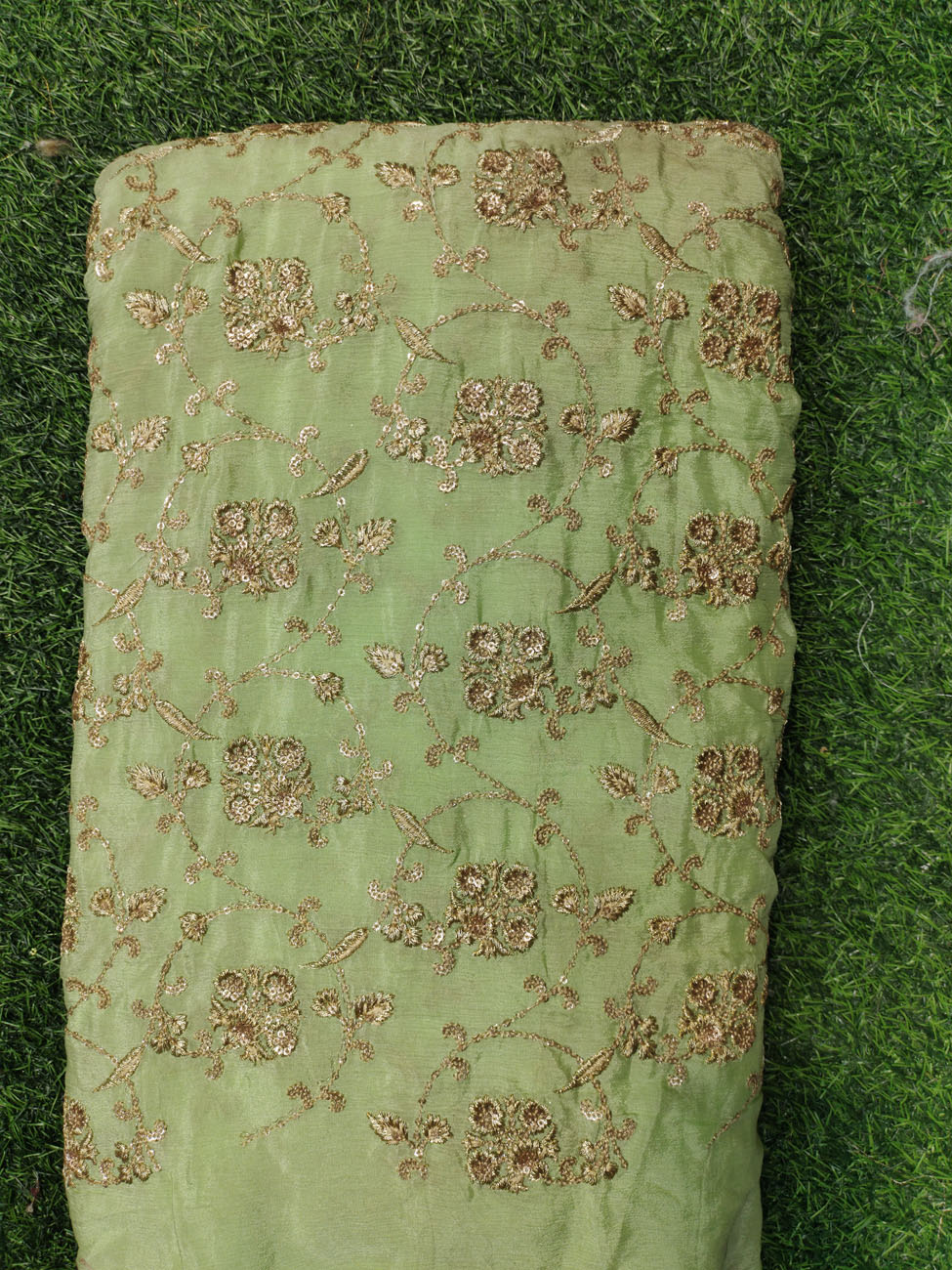 Sea Green Chiffon Chinnon Fabric