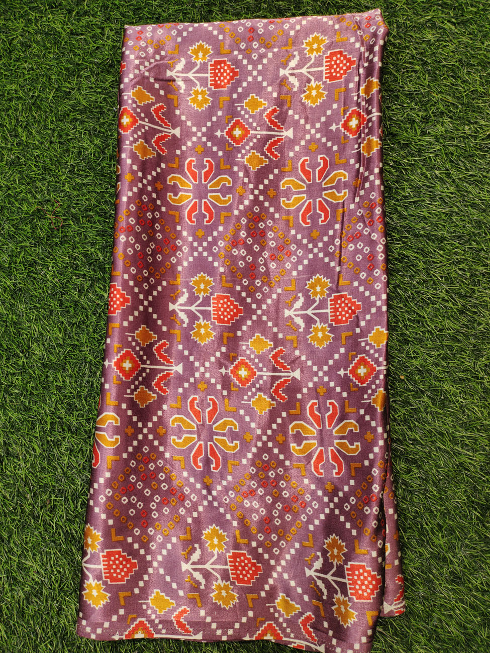 Dark Brown Gaji Silk With Gaji Table Print