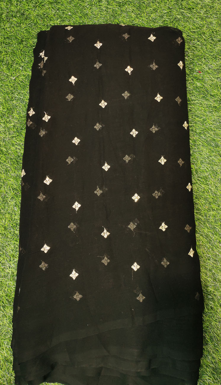 Elegant Black Georgette With Georgette Butti Work