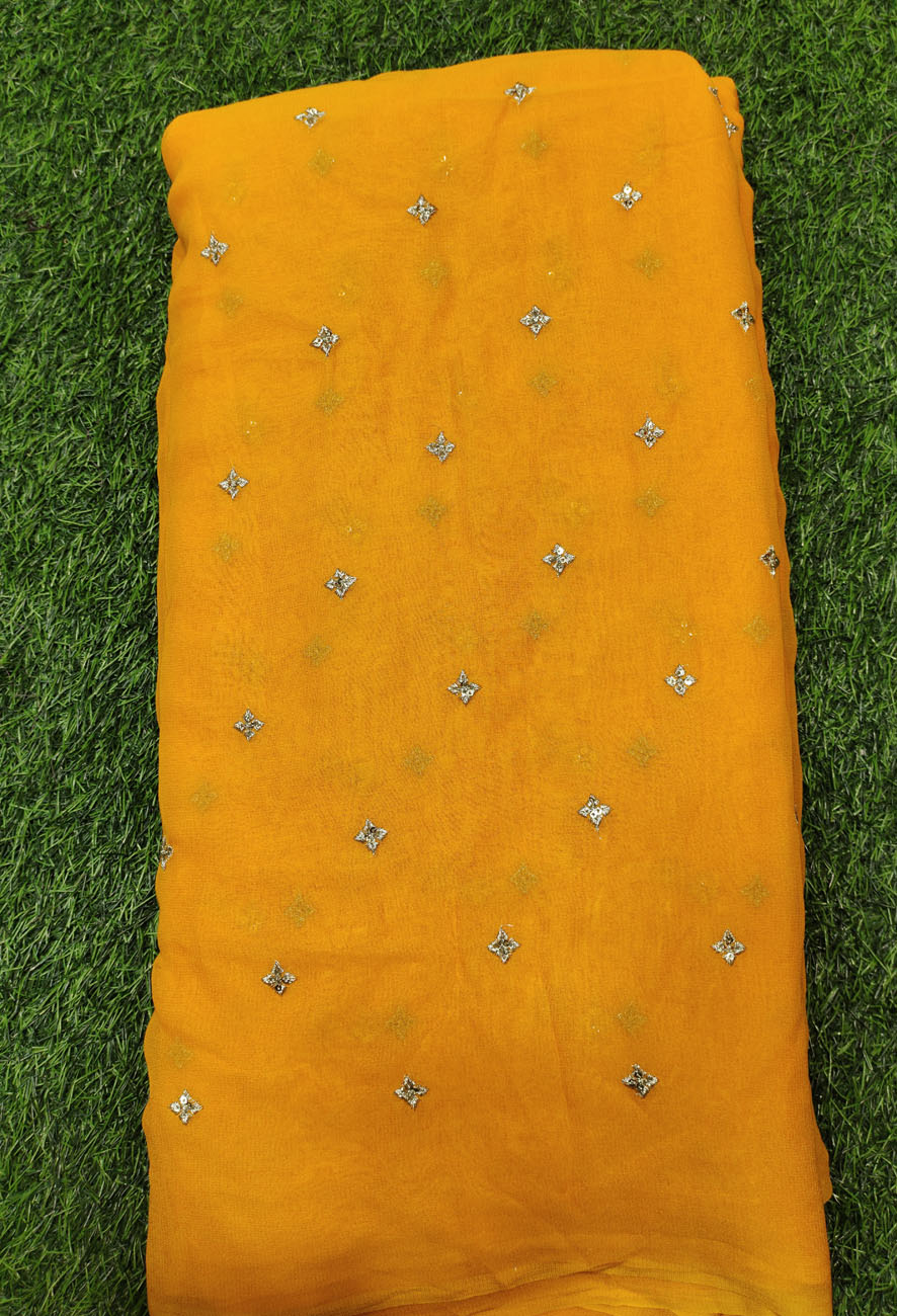 Astonishing Orange Georgette With Georgette Butti Work