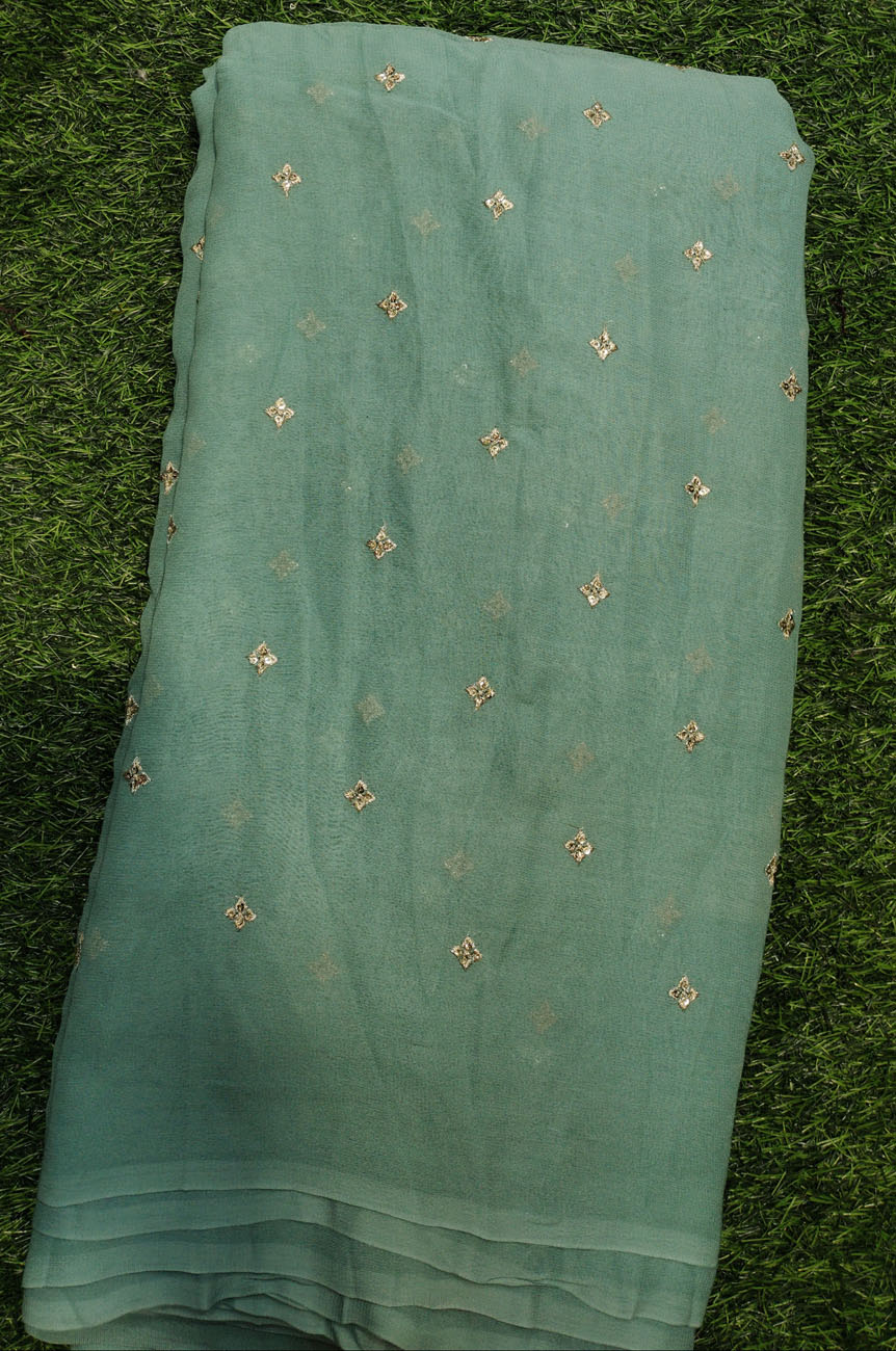 Pale Green Georgette With Georgette Butti Work