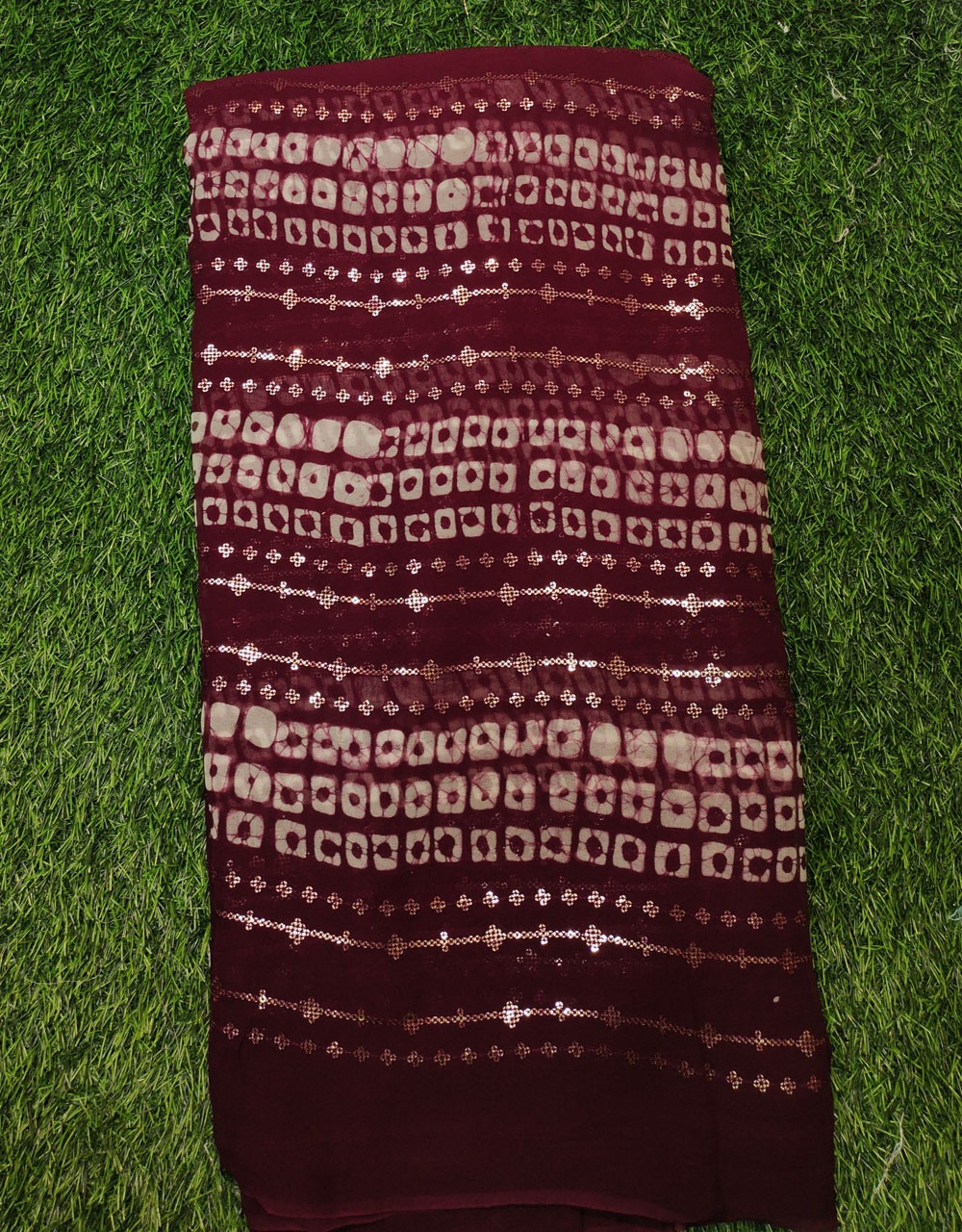 Marvelous Maroon Georgette Fabric With Geogtte Baatik Print