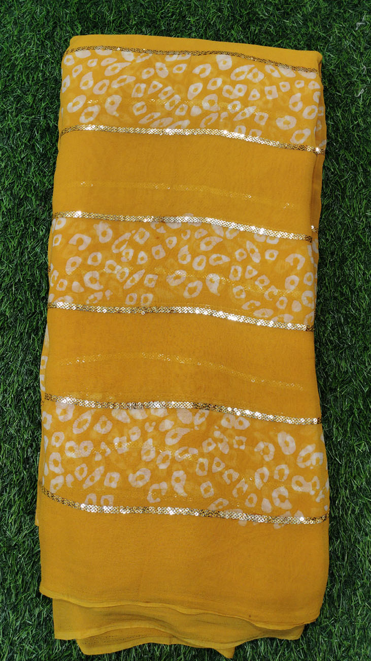 Astonoshing Amber Geogette Fabric With Georgette Baatik Print