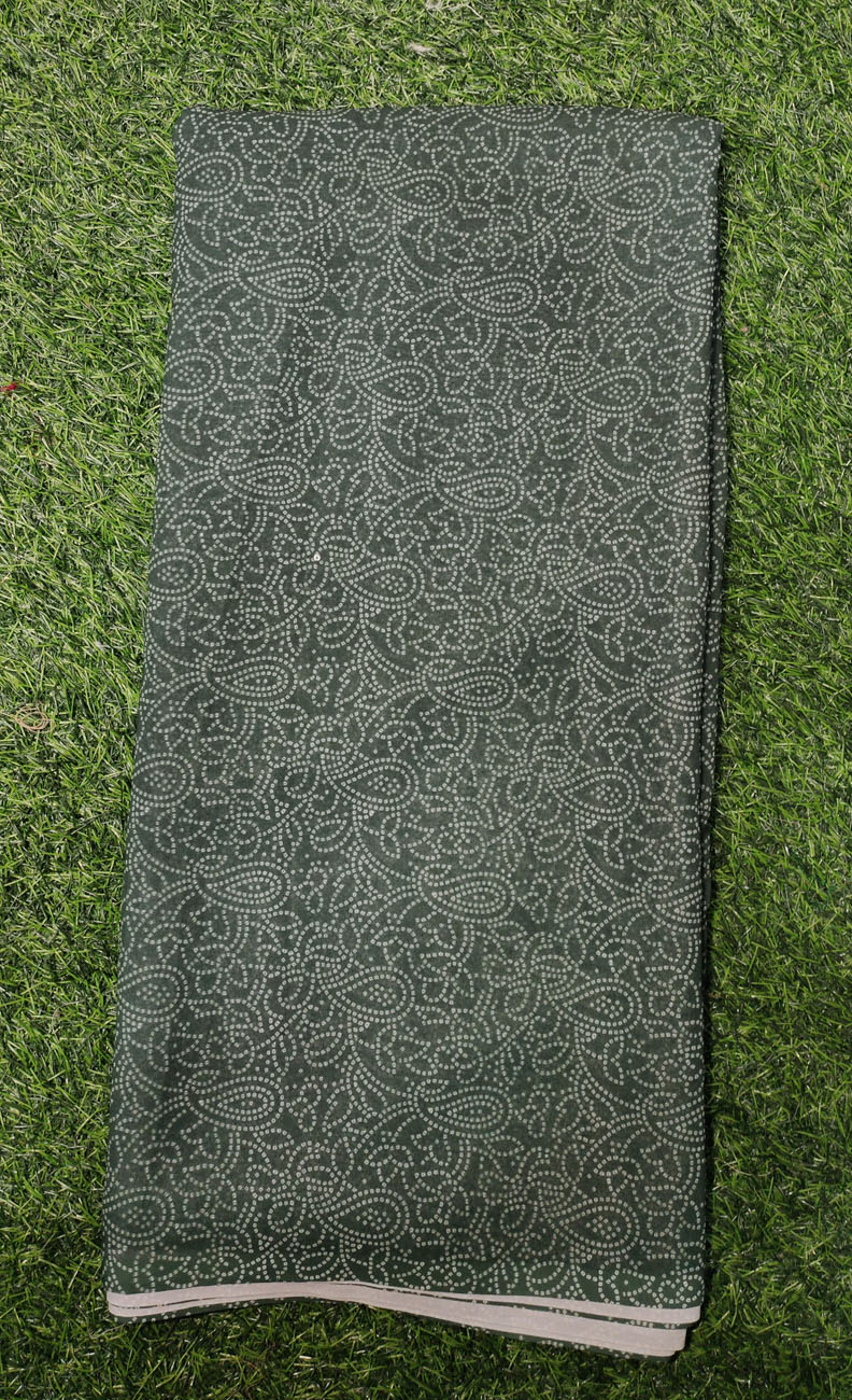 Eye Catching Green Georgette Fabric With Poly Geo Print