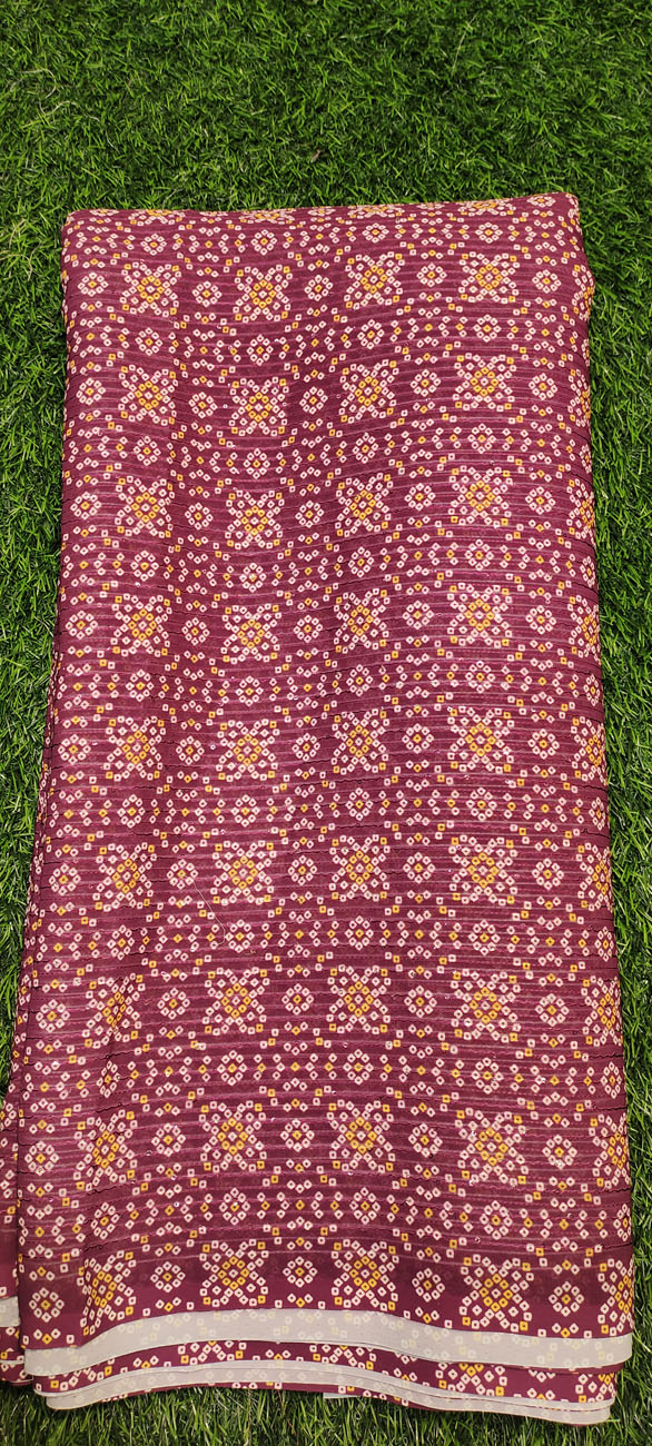 Rusty Rani Pink Georgette Fabric With Poly Geo Work Print