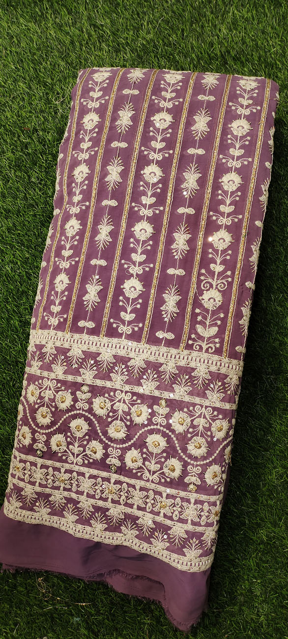 Mauve Lakhnavi With Fox Panel Lakhnavi Work