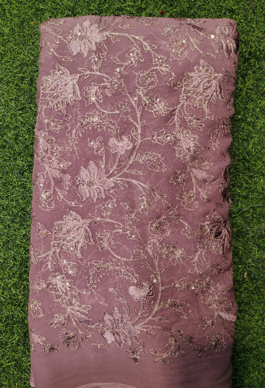 Raspberry Lakhnavi Fabric With Geo Color Lakhnavi Work