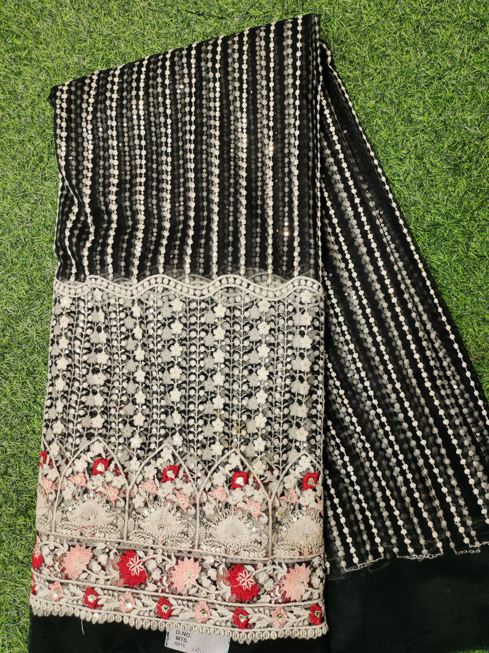 Black Net Fabric With Net Wok