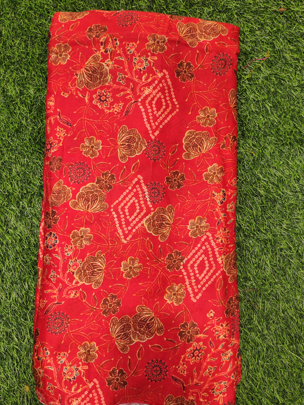 Wonderful Modal Print Red Satin Fabric