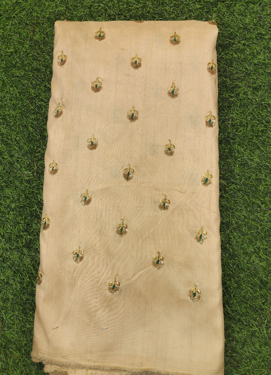 Lustry Light Brown Silk Fabric With Silk Work