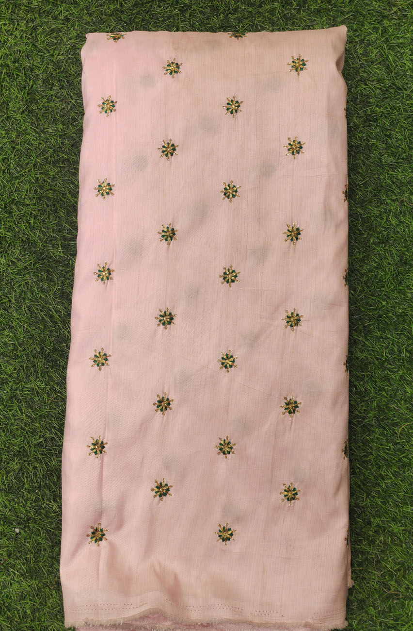 Light Pink Silk Fabric With Wonderful Silk Work