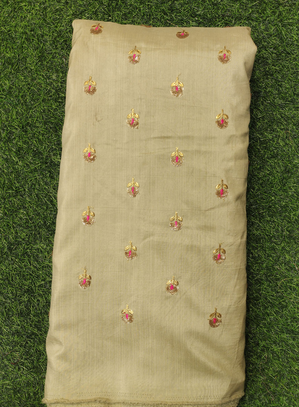 Khaki Color Silk Fabric With Astonishing Silk Work