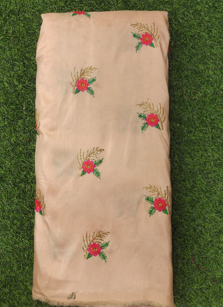 Cream Silk Fabric With Silk Work