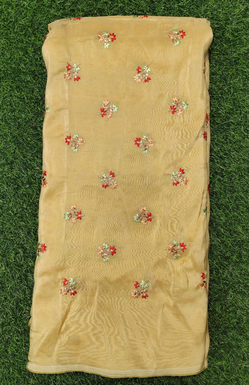 Astonoshing Yellow Upada Fabric With Upada Work