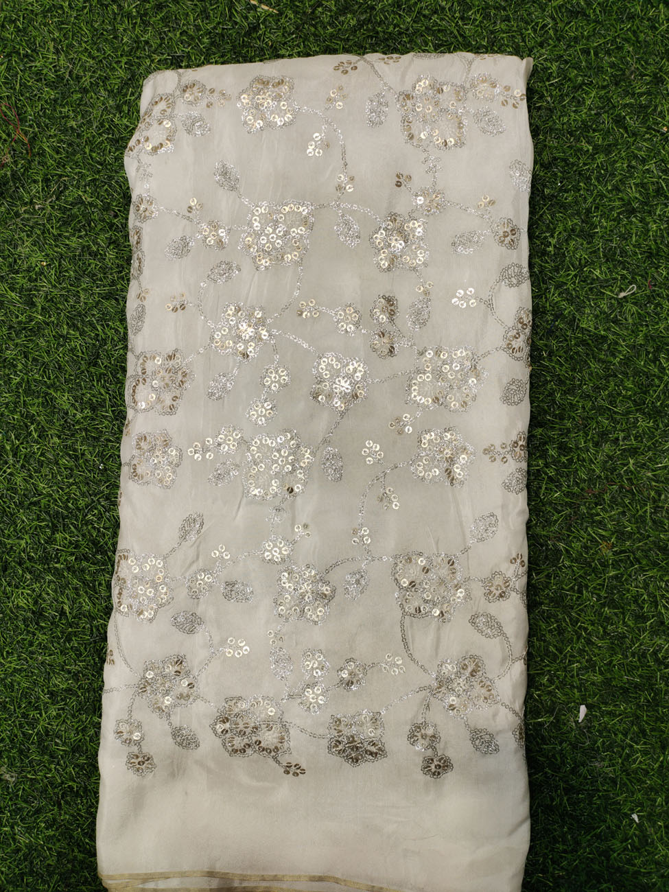 White Upada Fabric With Upada Work