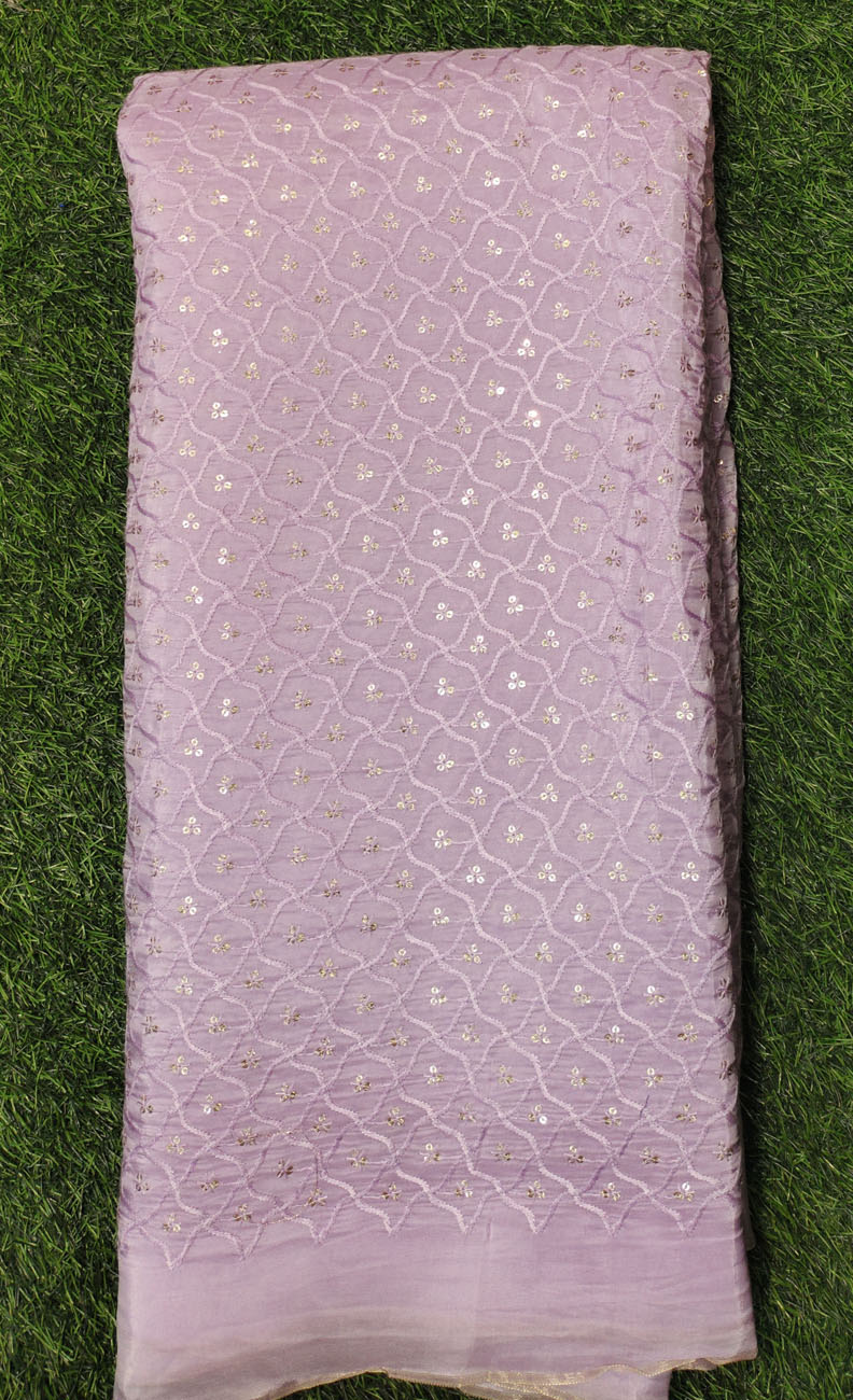 Light Purple Upada Fabric With Upada Work